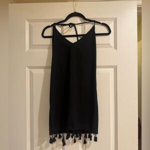 Backless Halter Dress with Tassel Hem